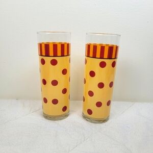 Southern Living At Home Polka Dot Glasses Tumblers Red Yellow Set Of Two whimsy